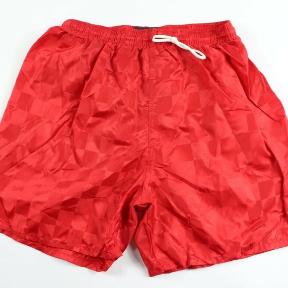 Vintage Other - Vintage New Nylon Checkered Soccer Shorts Red Mens